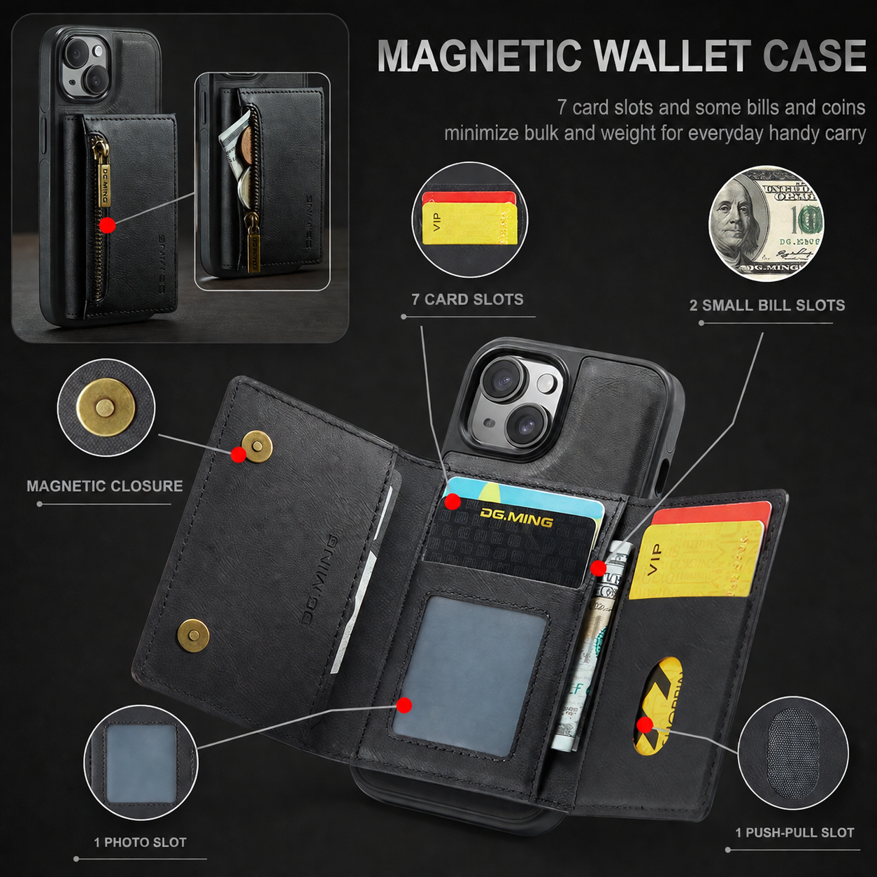 Magnetic Wallet Case for iPhone